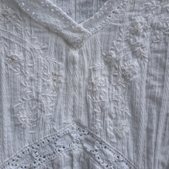 WHITE EMBELLISHED PEASANT BLOUSE, 2X - Picture 4 of 8